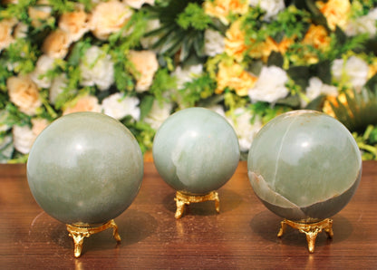 Green Aventurine Sphere Ball with Golden Stand 1 Pc