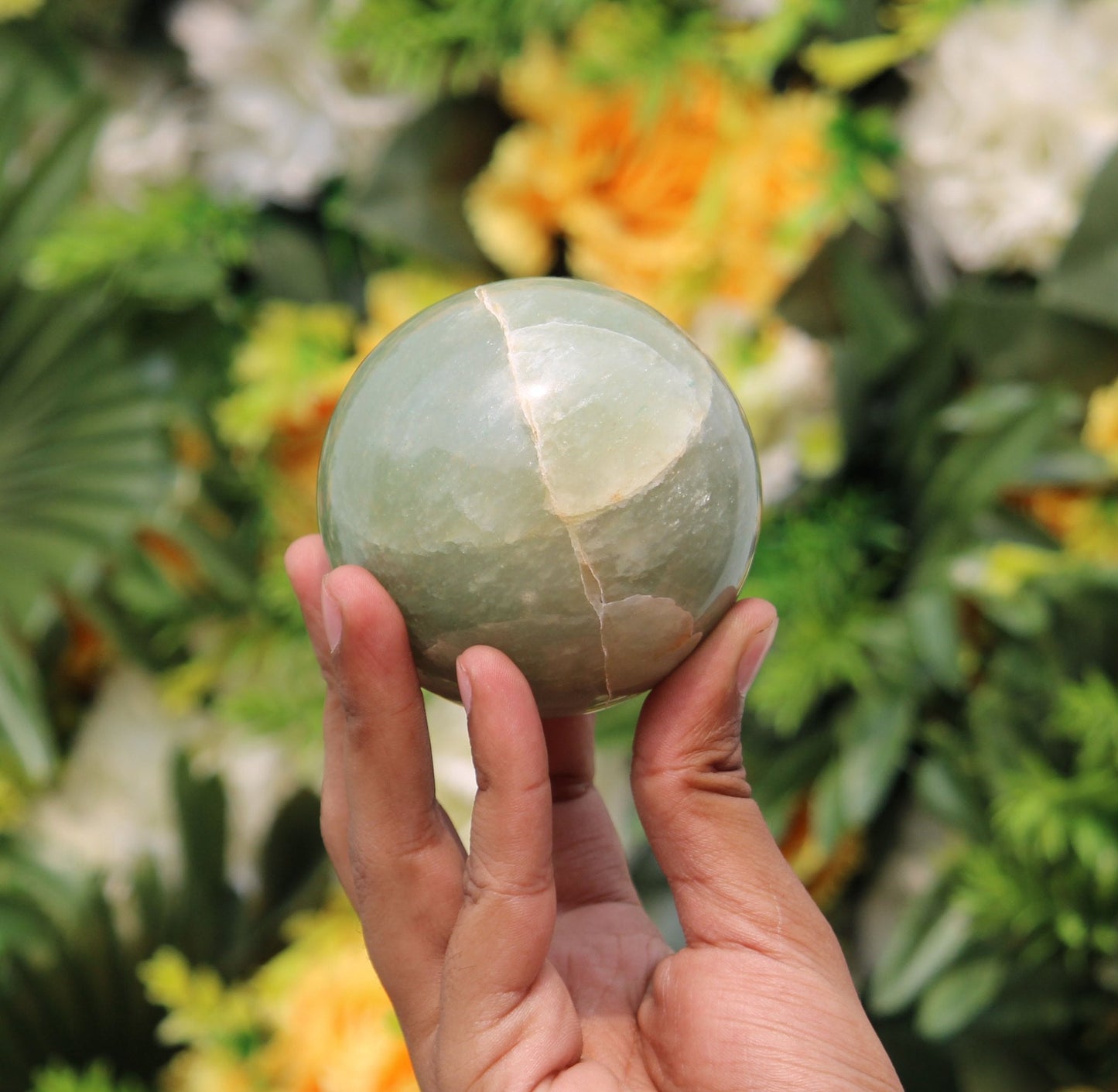 Green Aventurine Sphere Ball with Golden Stand 1 Pc