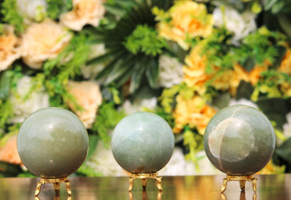 Green Aventurine Sphere Ball with Golden Stand 1 Pc