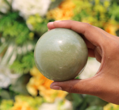 Green Aventurine Sphere Ball with Golden Stand 1 Pc