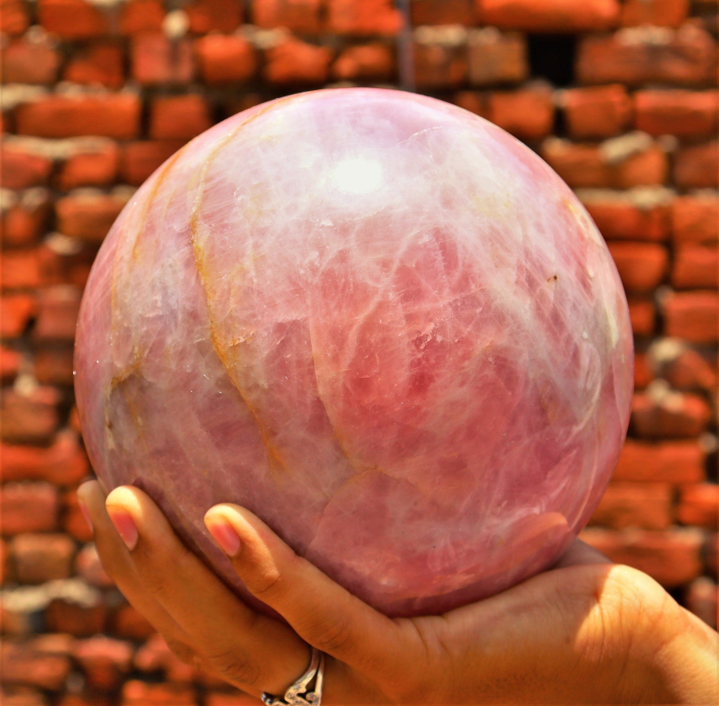 Giant Natural Rose Quartz Crystal Ball, 6.3 Inch Diameter, 5.6 Kg Weight, for Healing, Meditation and Spiritual Purpose