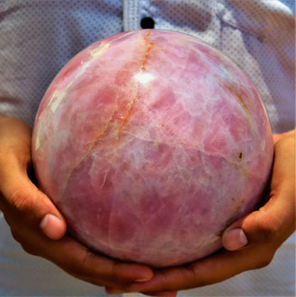 Giant Natural Rose Quartz Crystal Ball, 6.3 Inch Diameter, 5.6 Kg Weight, for Healing, Meditation and Spiritual Purpose