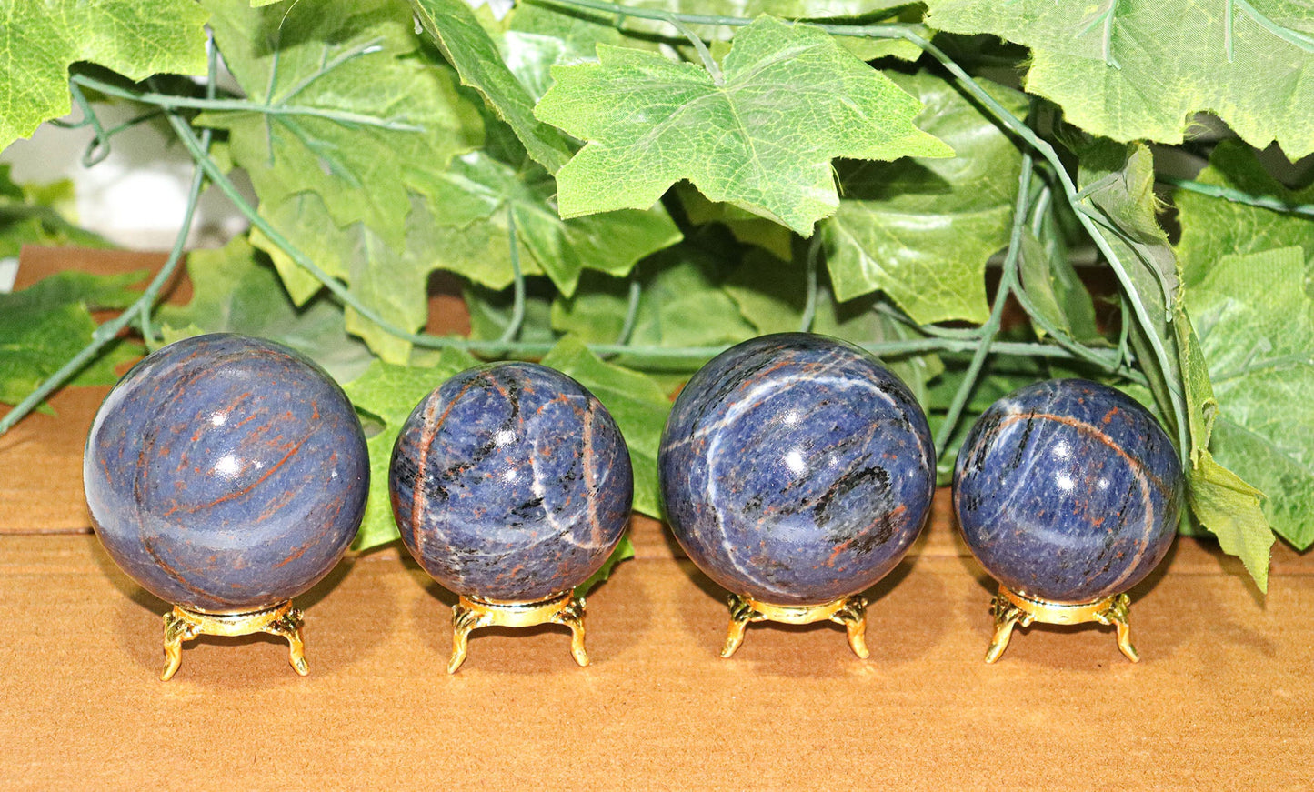 Sodalite Sphere Quartz Healing Ball with Golden Stand