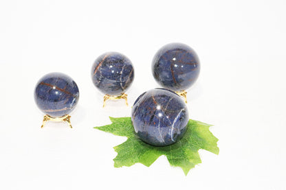 Sodalite Sphere Quartz Healing Ball with Golden Stand