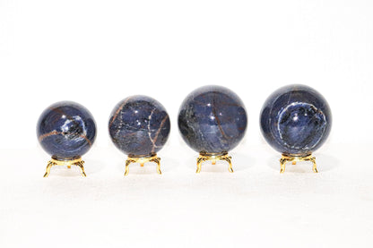 Sodalite Sphere Quartz Healing Ball with Golden Stand