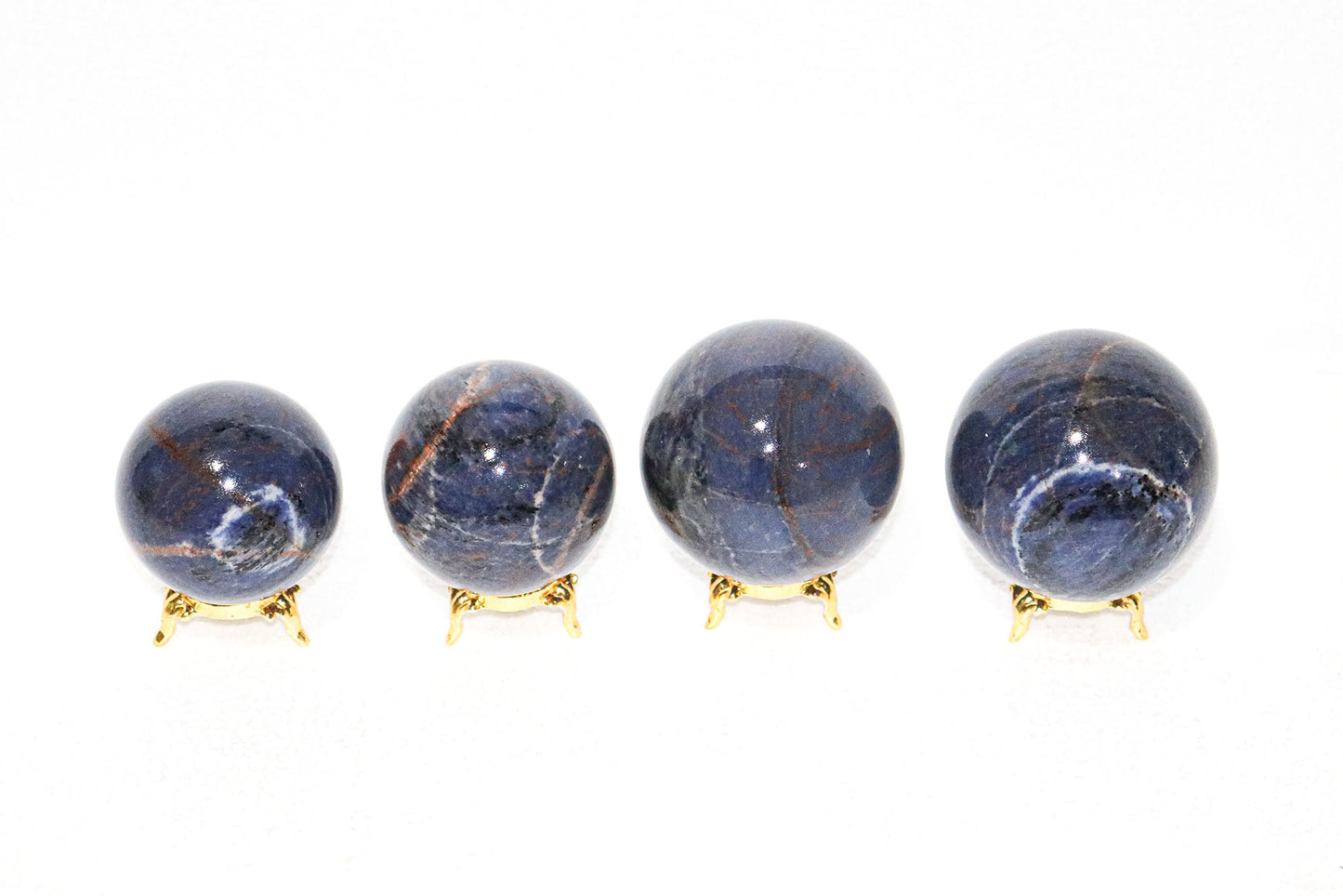 Sodalite Sphere Quartz Healing Ball with Golden Stand