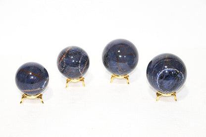 Sodalite Sphere Quartz Healing Ball with Golden Stand