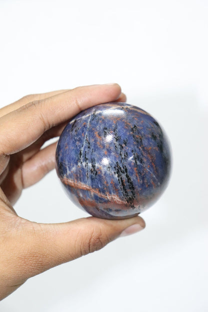 Sodalite Sphere Quartz Healing Ball with Golden Stand