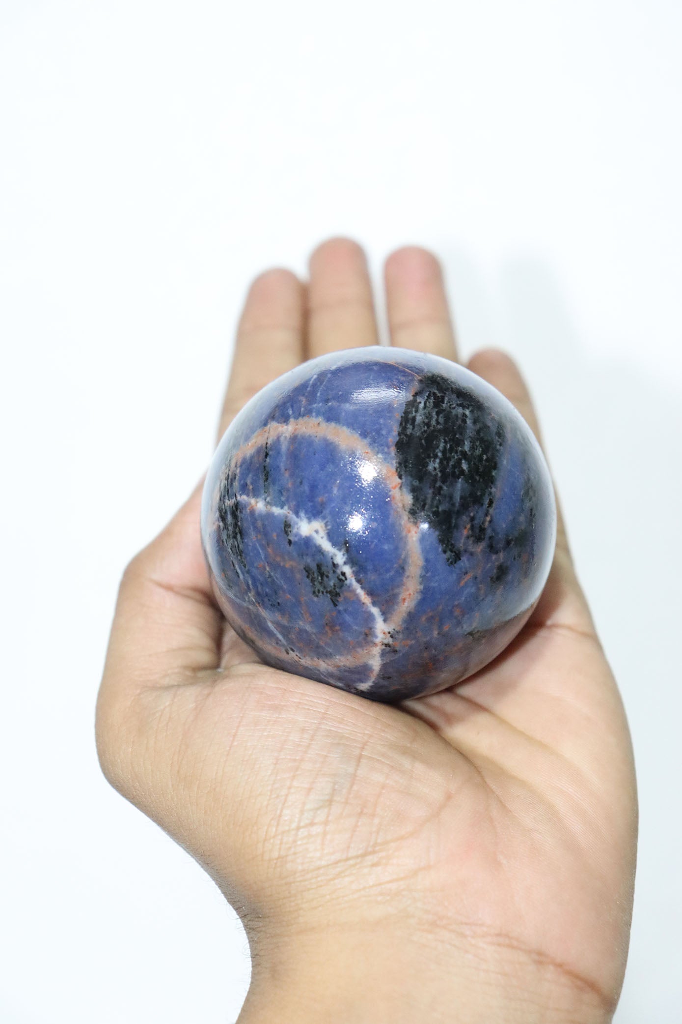 Sodalite Sphere Quartz Healing Ball with Golden Stand