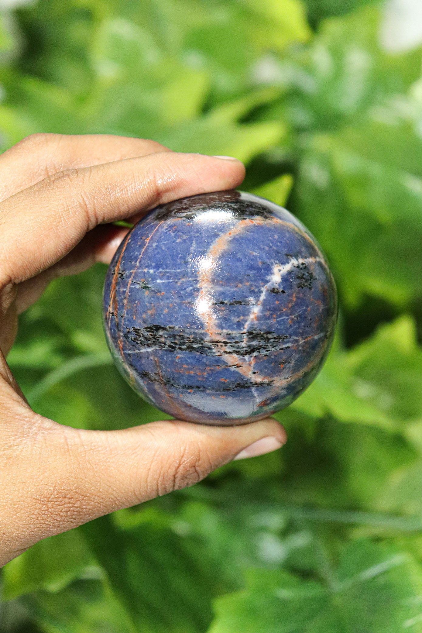 Sodalite Sphere Quartz Healing Ball with Golden Stand