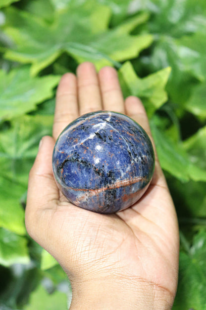 Sodalite Sphere Quartz Healing Ball with Golden Stand