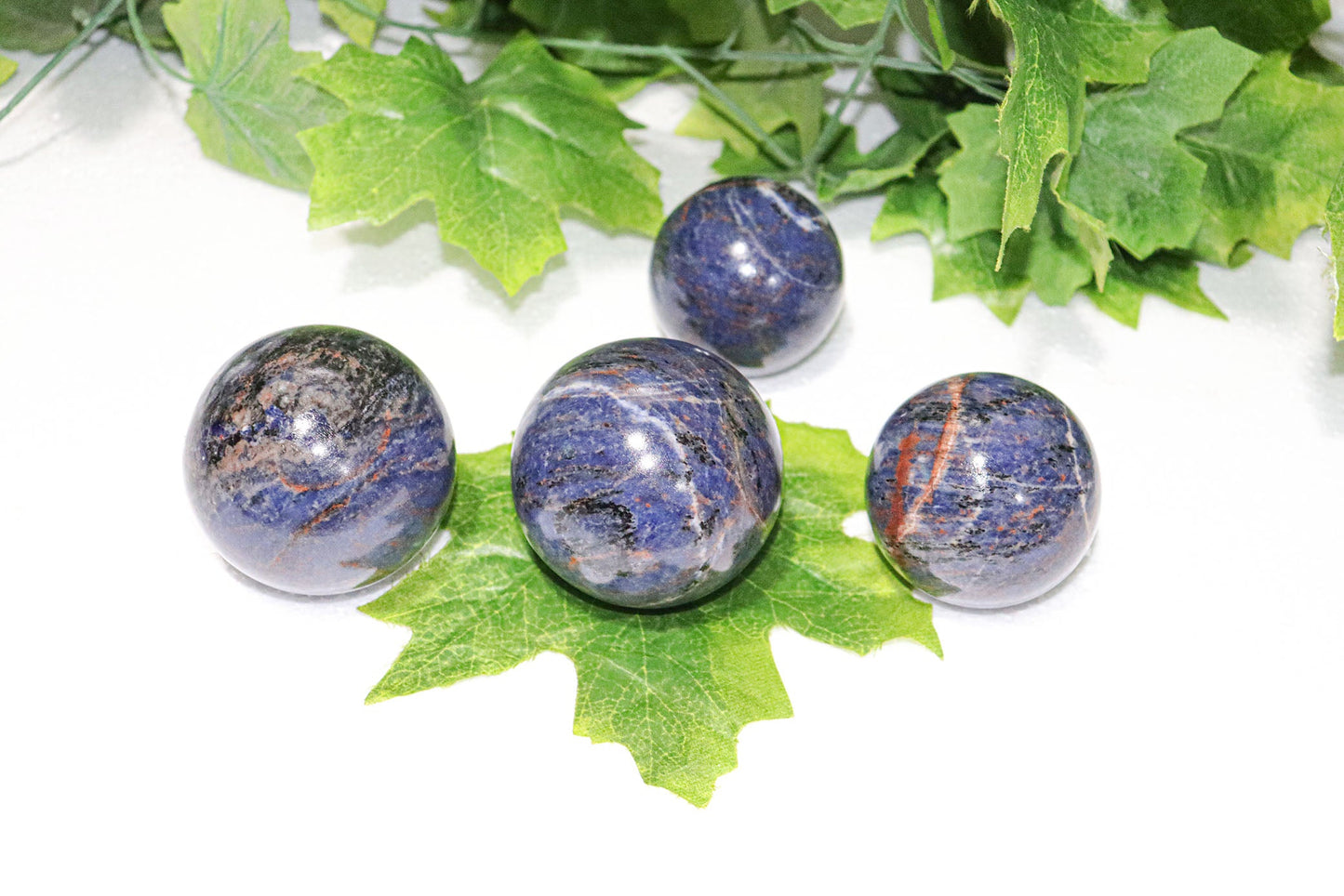 Sodalite Sphere Quartz Healing Ball with Golden Stand