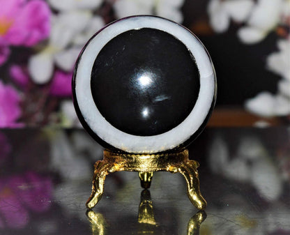 Sphere Ball with Black Obsidian with White Quartz Crystal for Reiki Healing Power 50MM