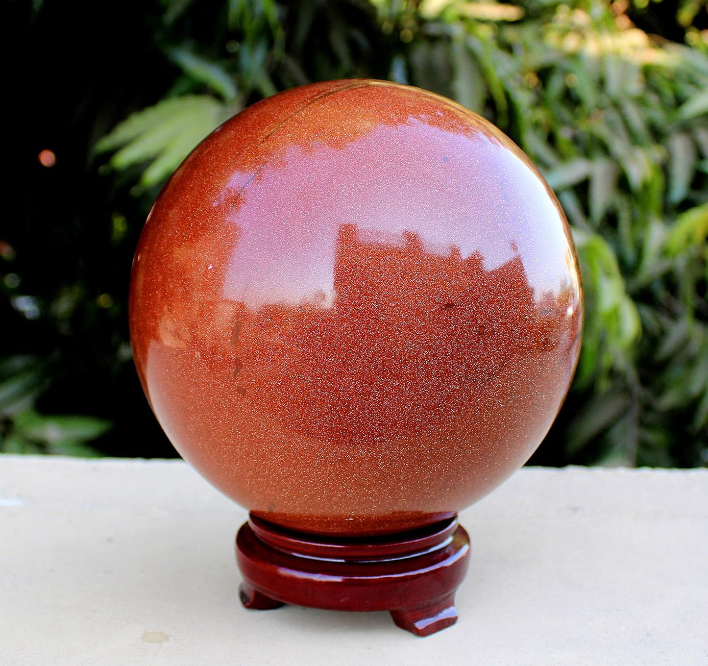 Reiki Healing Red Goldstone Gemstone Sphere Ball