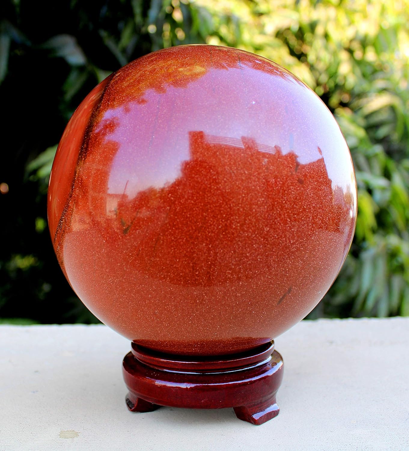 Reiki Healing Red Goldstone Gemstone Sphere Ball