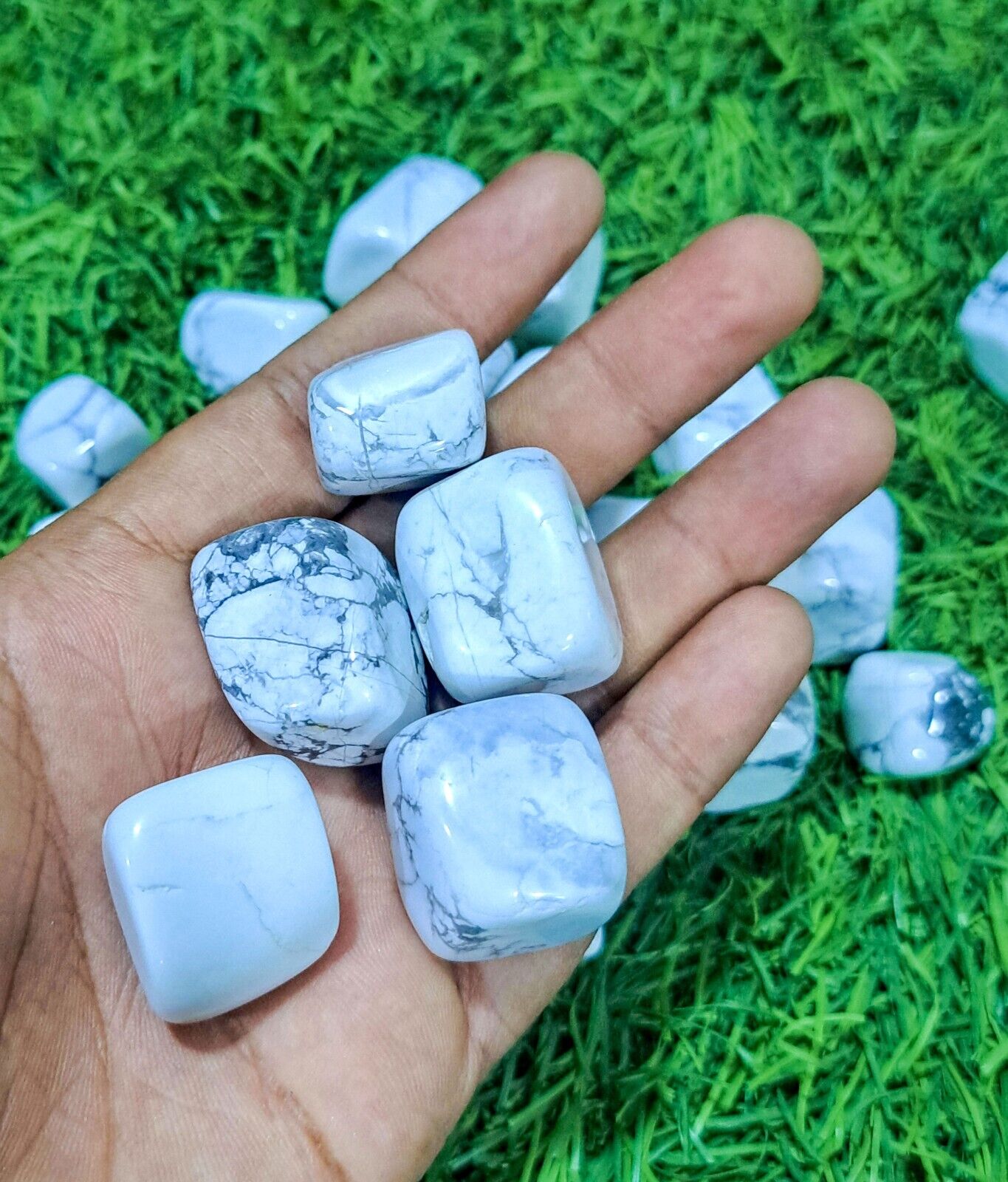 Howlite Tumbled|100GR |5-6Pc| |2.5-3 cm|Healing Tumbled Stones