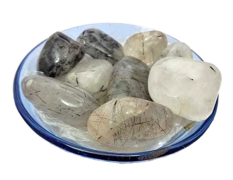 Tourmalated Tumbled|100GR |5-6Pc| |2.5-3 cm|Healing Tumbled Stones