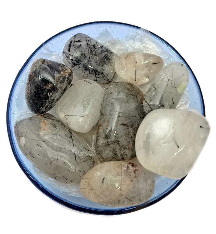 Tourmalated Tumbled|100GR |5-6Pc| |2.5-3 cm|Healing Tumbled Stones