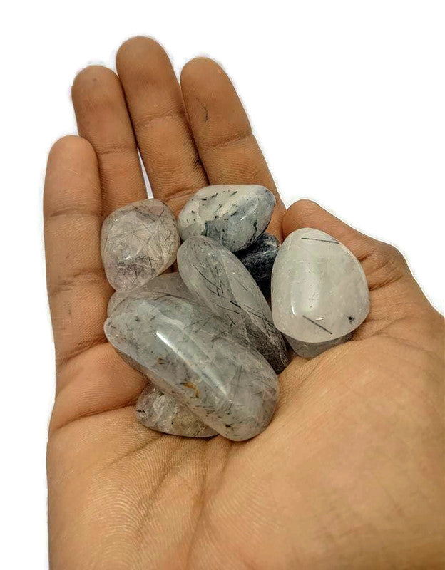 Tourmalated Tumbled|100GR |5-6Pc| |2.5-3 cm|Healing Tumbled Stones