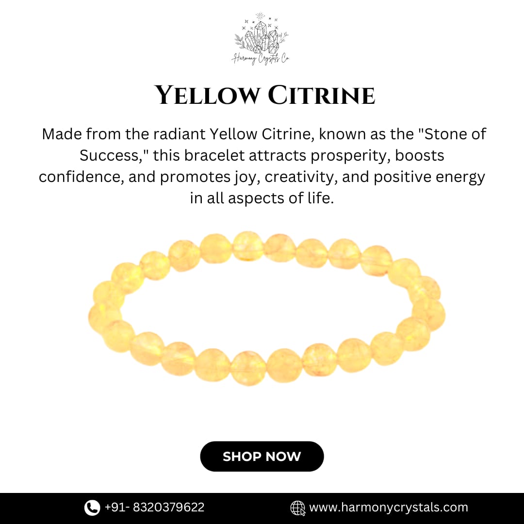 Yellow Citrine Bead Bracelet – Abundance, Positivity & Success