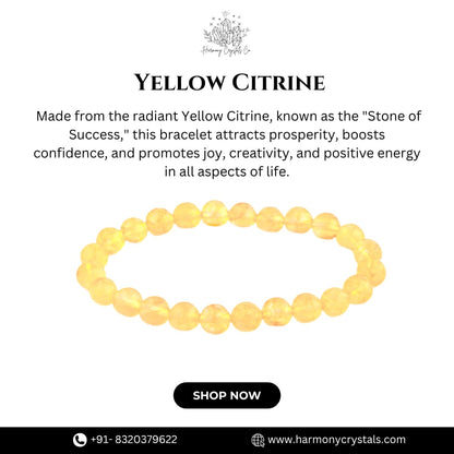 Yellow Citrine Bead Bracelet – Abundance, Positivity & Success