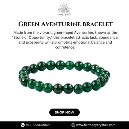 Green Aventurine Bead Bracelet – Luck, Prosperity & Emotional Healing