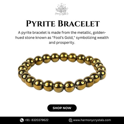 Golden Pyrite Bead Bracelet – Wealth, Protection & Confidence